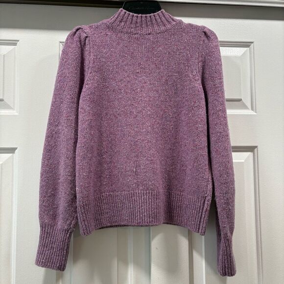 Faherty Lavender Boone Merino Wool Blend Puff Sleeve Sweater S - Picture 12 of 12